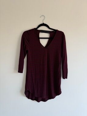Dynamite Red & Black Striped Long Sleeve Top | Cutout Back Detail | XS